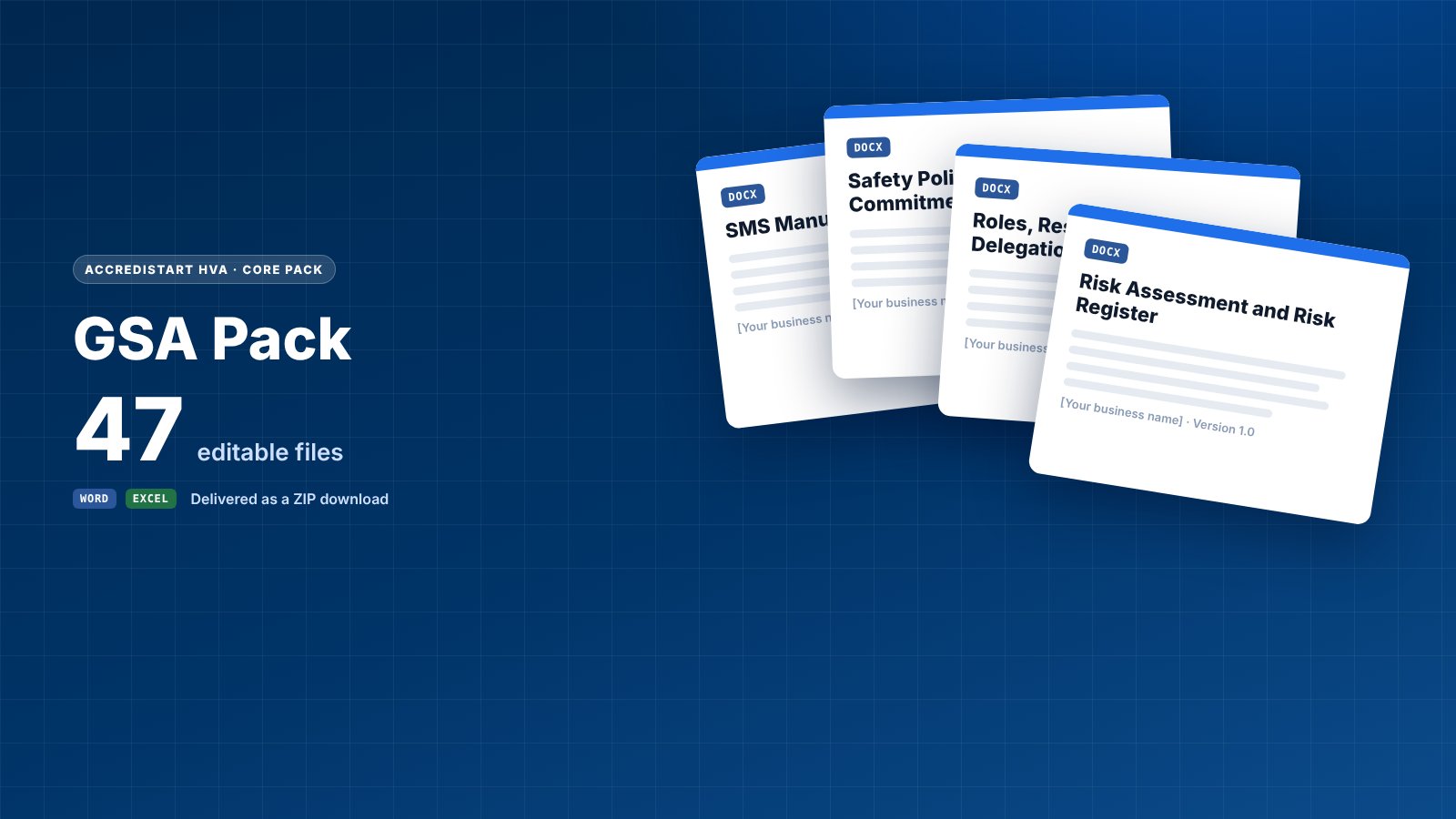 GSA Pack: 47 editable Word and Excel files