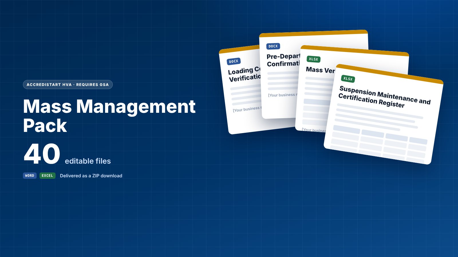 Mass Management Pack: 40 editable Word and Excel files